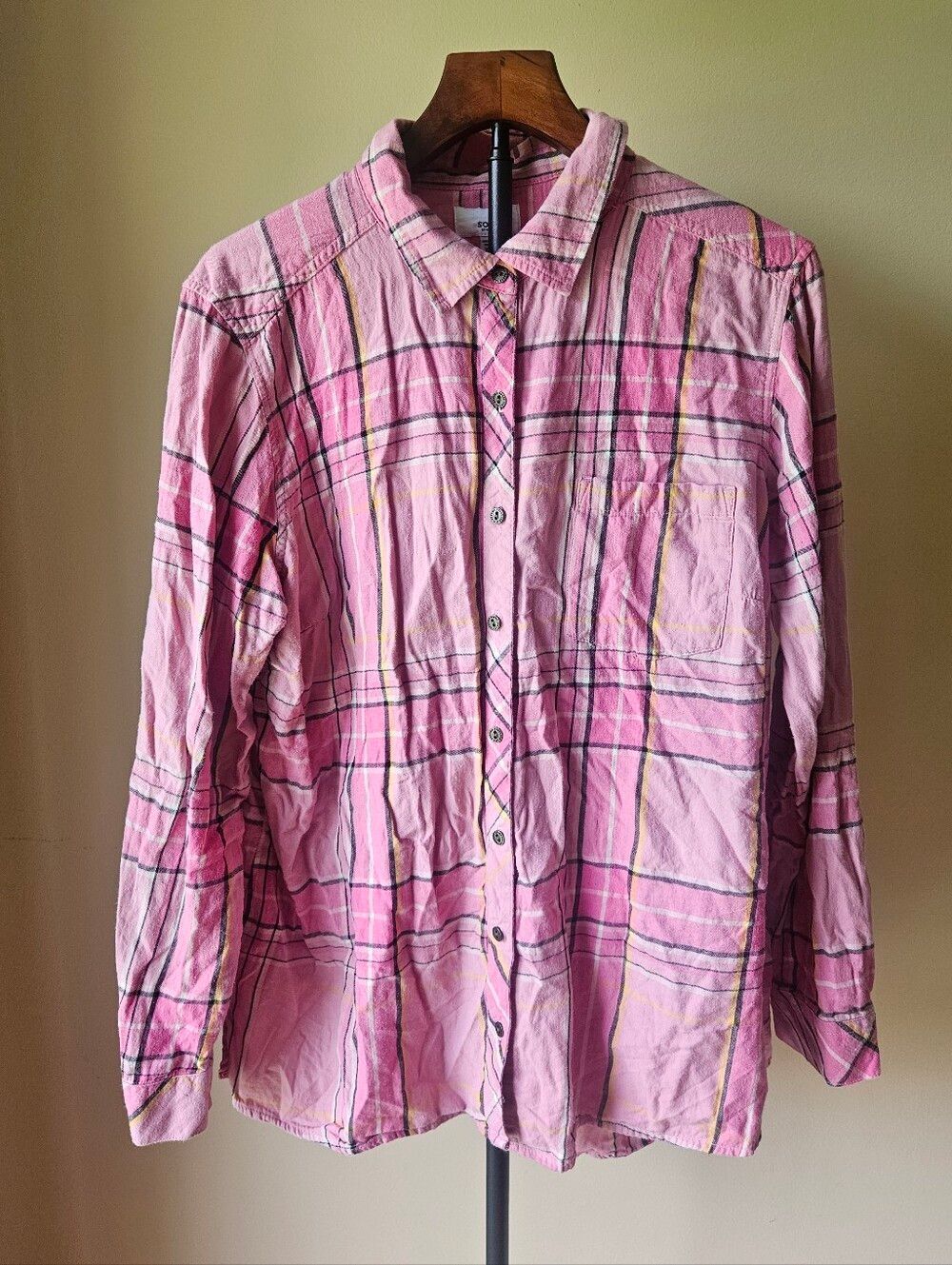 Sonoma Pink Plaid Button-Up Shirt Size XL